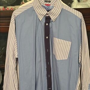 Tommy Hilfiger Blue and White Striped Casual Shirt